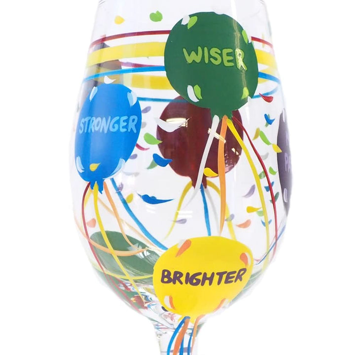 Lolita Aged to Perfection Birthday Artisan Painted Wine Glass