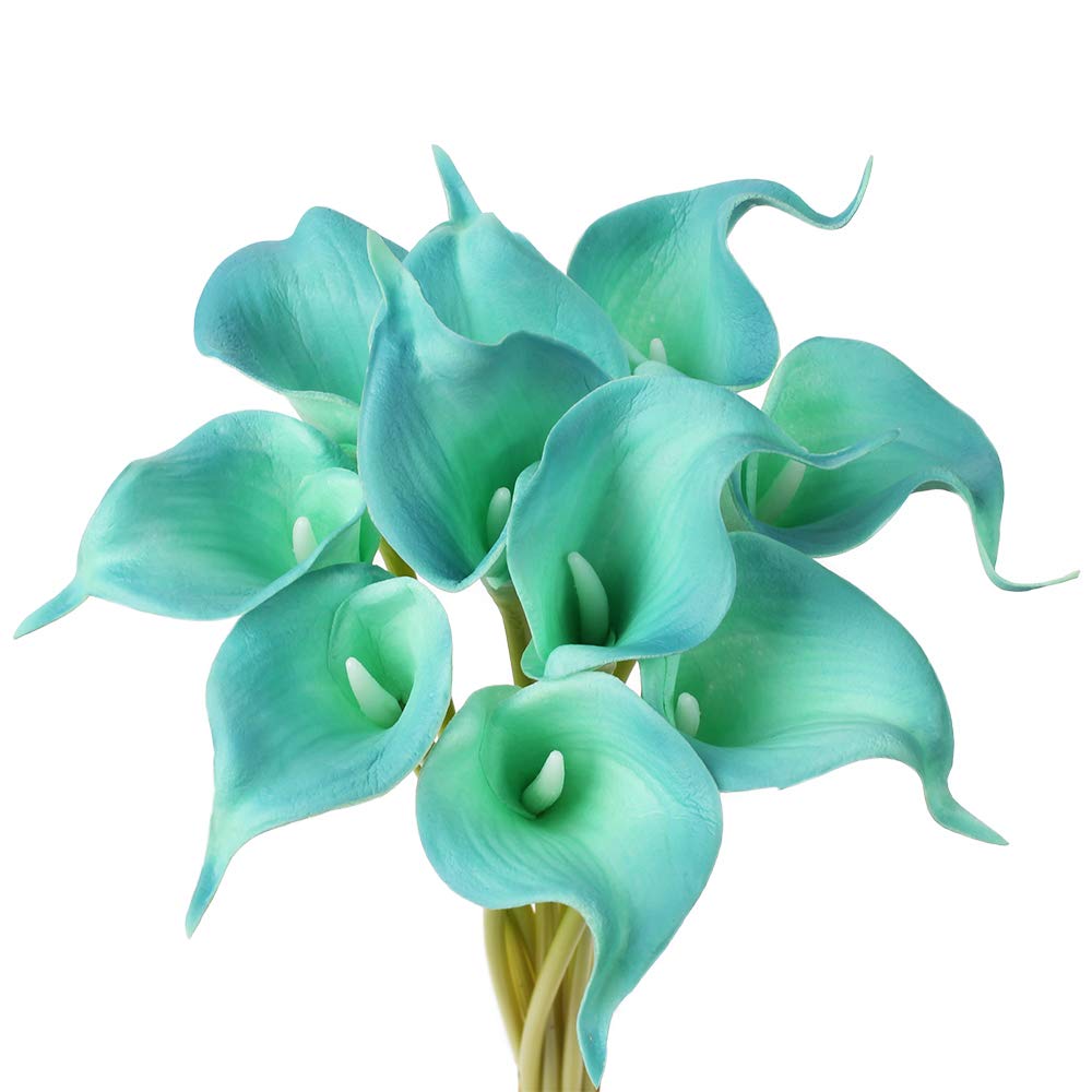 Calla Lily Artificial Flowers Real Touch Flowers Fake Lily Fake Flowers For Decoration Calla Lillies Artificial Spring Flowers Tiger Lilly Flowers Calla Lily Bouquet for Wedding Home Decor-Blue Lily
