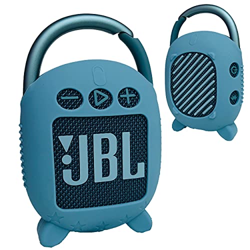 Silicone Cover Case for JBL Clip 4 Portable Bluetooth Speaker, Protective Carrying Case for JBL Clip 4 Portable Bluetooth Speaker Stand Up Holder(Case Only) (Blue)
