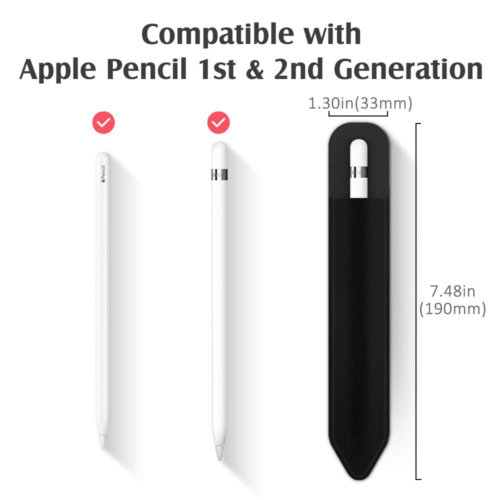 Pencil Holder Compatible with Apple Pencil Pro, Apple Pencil (USB-C) /Apple Pencil (1st & 2nd Gen), Elastic Pencil Pocket Pouch Adhesive Sleeve Case for iPad Pens and Stylus - 2 Pack