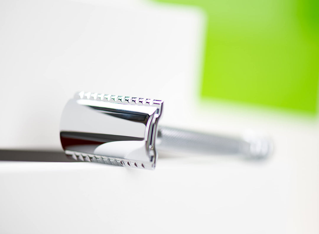 Merkur Long Handled Safety Razor, 1 Count, Silver