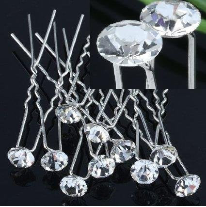 GBSTORE 12 Pcs Transparent Crystal Rhinestones Hair Pin