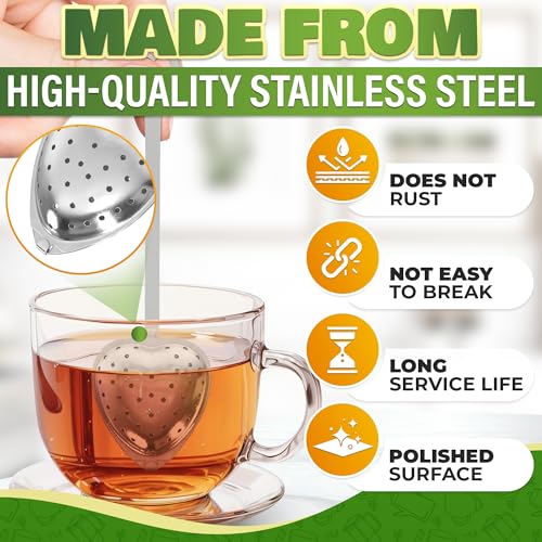 10Pcs Heart Tea Infuser for Loose Leaf Tea Steeper - Tea Diffusers for Loose Tea Leaf Steeper Tea Strainers for Loose Tea Infuser Spoon - Tea Steeper for Loose Tea Strainer Heart Shaped Tea Infuser