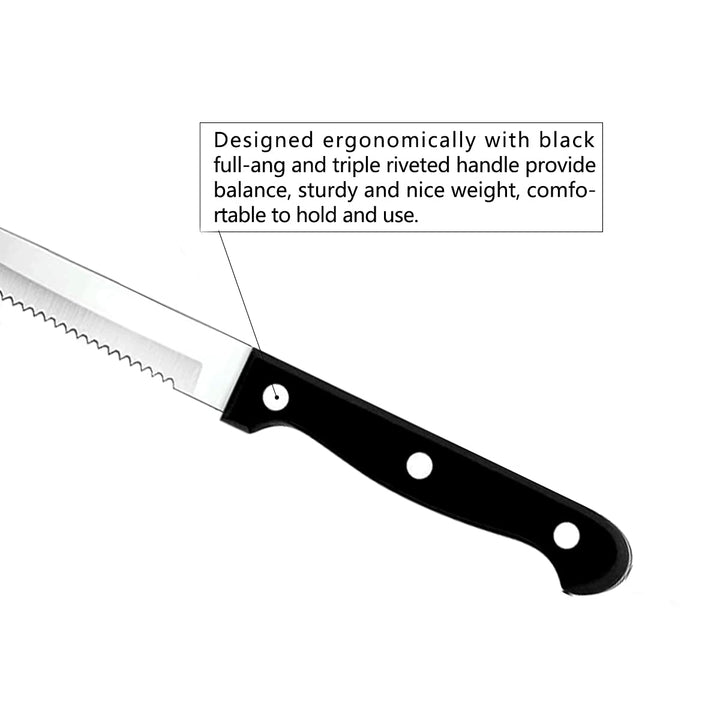 faderic Steak Knives Set of 8, Full-Tang Triple Rivet S