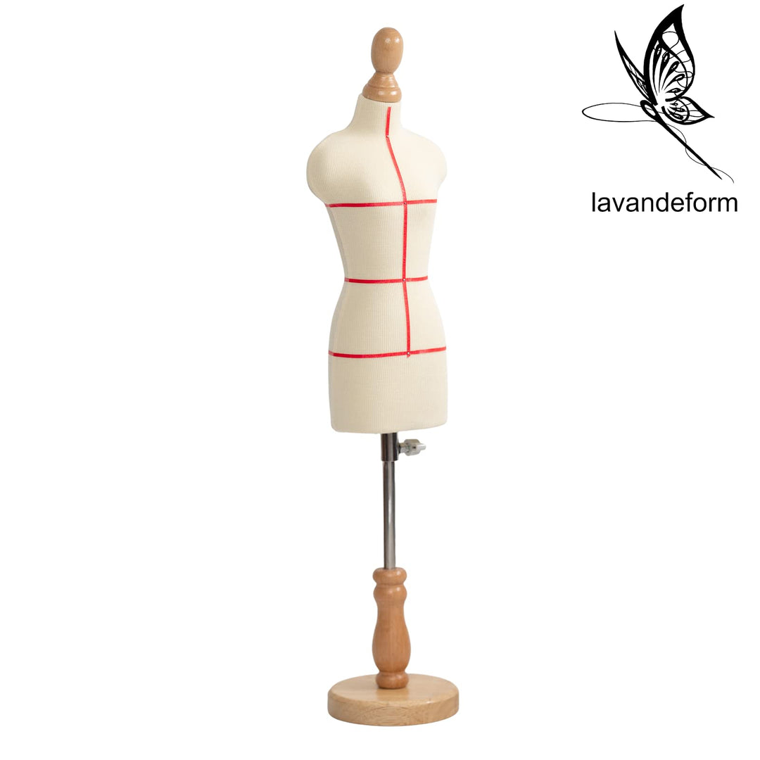 Female Dress Form Mannequin(Not Full Size Body Height 12.8 inch for Sewing, 1/3 Size Female Tailor Dressmaker Dummy for Pattern Making Fully Pinnable Mannequin with Wooden Stand (1/3)