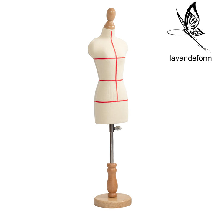 Female Dress Form Mannequin(Not Full Size Body Height 12.8 inch for Sewing, 1/3 Size Female Tailor Dressmaker Dummy for Pattern Making Fully Pinnable Mannequin with Wooden Stand (1/3)