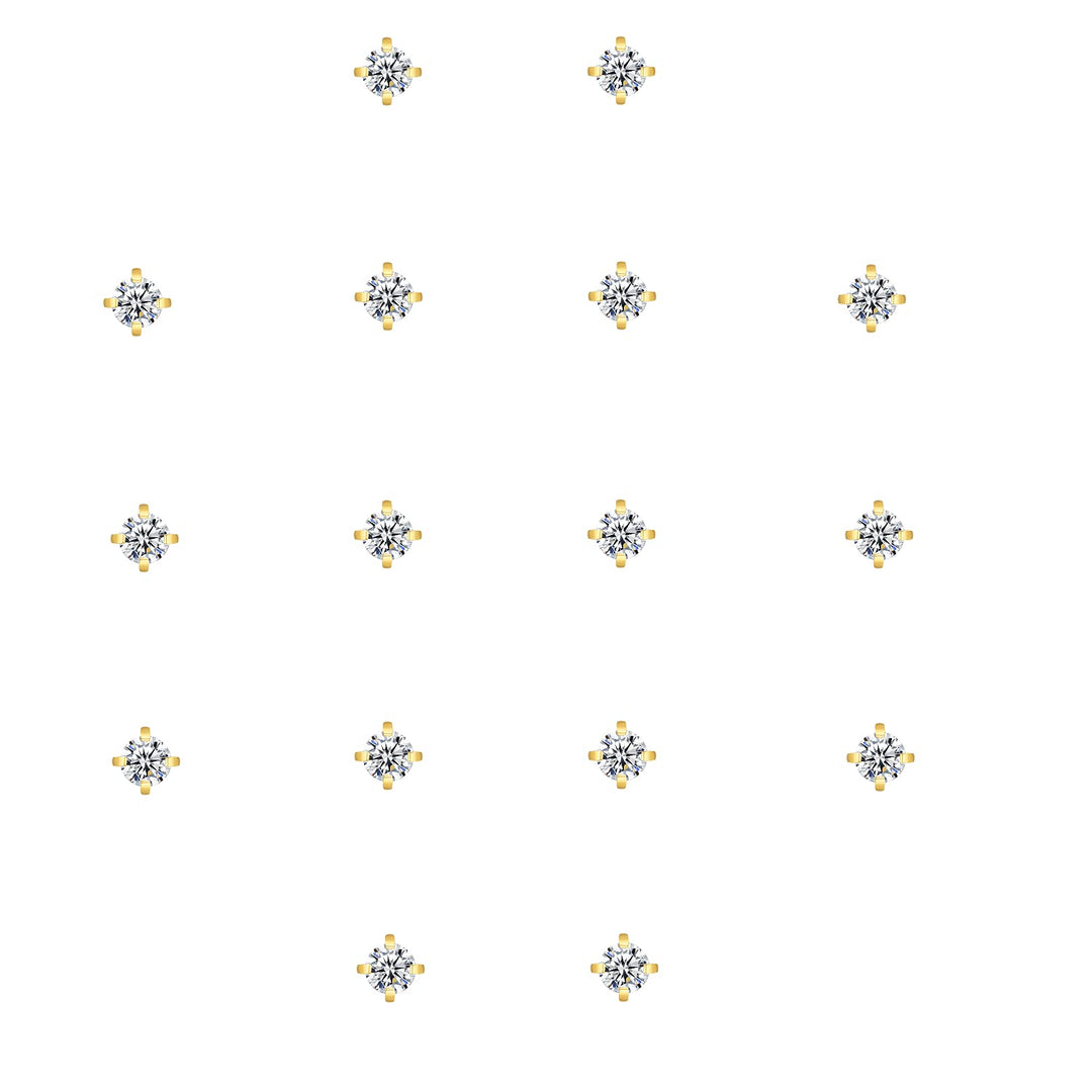 8 Pairs 2mm Tiny Flat Back Earrings for Women Men 14K Gold Plated Surgical Stainless Steel Stud Earrings Set Cubic Zirconia Cartilage Earring Hypoallergenic (Gold, 2mm CZ)