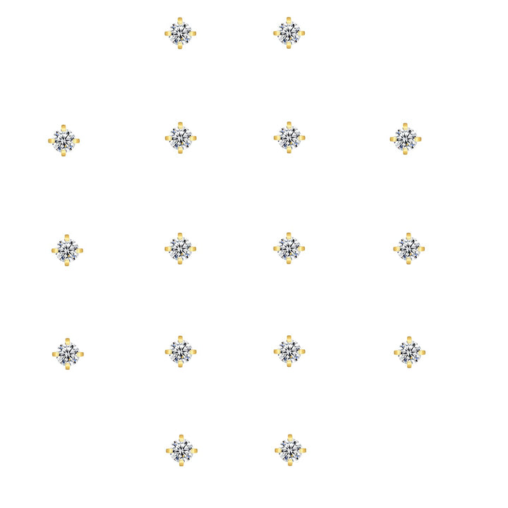 8 Pairs 2mm Tiny Flat Back Earrings for Women Men 14K Gold Plated Surgical Stainless Steel Stud Earrings Set Cubic Zirconia Cartilage Earring Hypoallergenic (Gold, 2mm CZ)