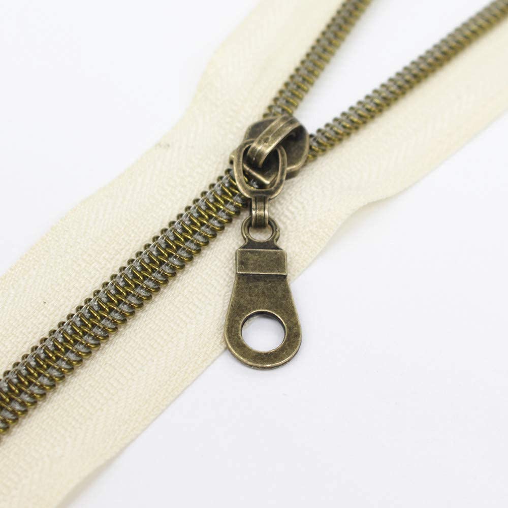 MebuZip #5 Antique Brass Metallic Nylon Coil Zippers by