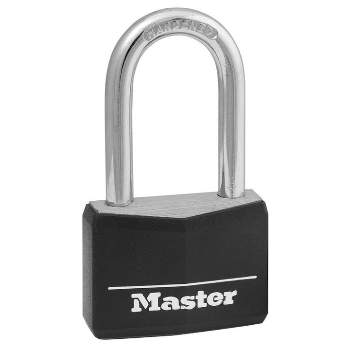 Black Covered Aluminum Lock, Gym Locker Lock with Key, Outdoor Padlock with Long Shackle for Gates, Fences, Toolboxes, and More,141DLF