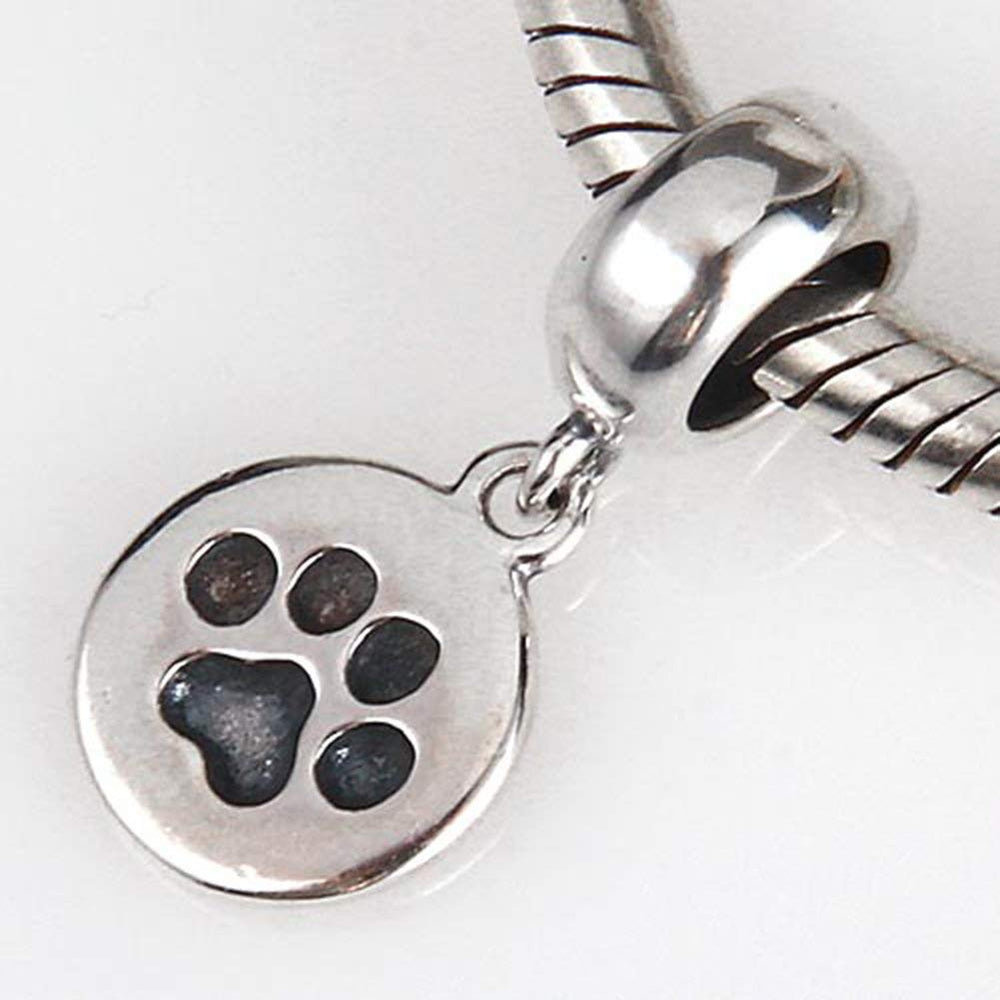 Puppy Dog Paw Charm 925 Sterling Silver Pet Charm Dog Charm for Bracelet (B)