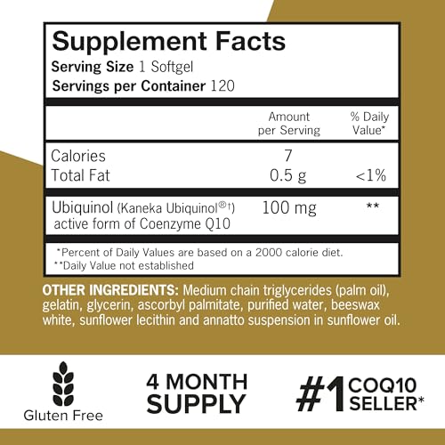 Qunol Ubiquinol CoQ10 100mg Softgels, Ubiquinol - Activ