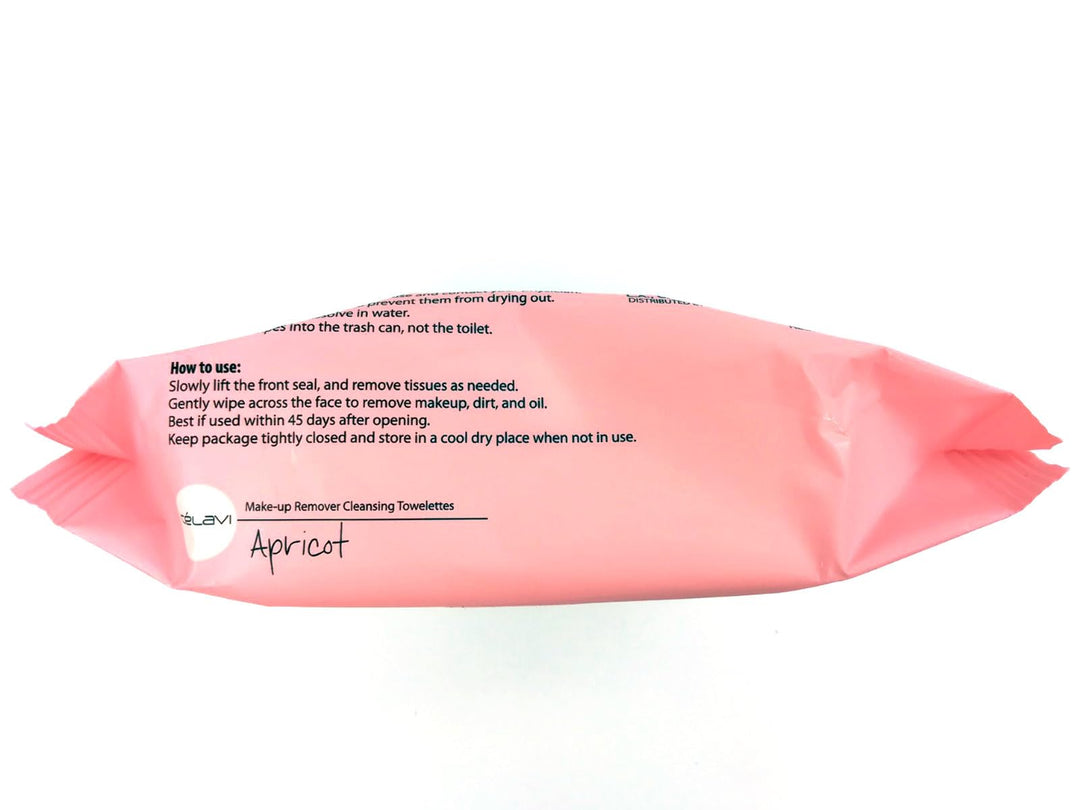 Celavi Makeup Remover Cleansing Wipes Removing Towelettes 2 Packs - 60 Sheets (Apricot)