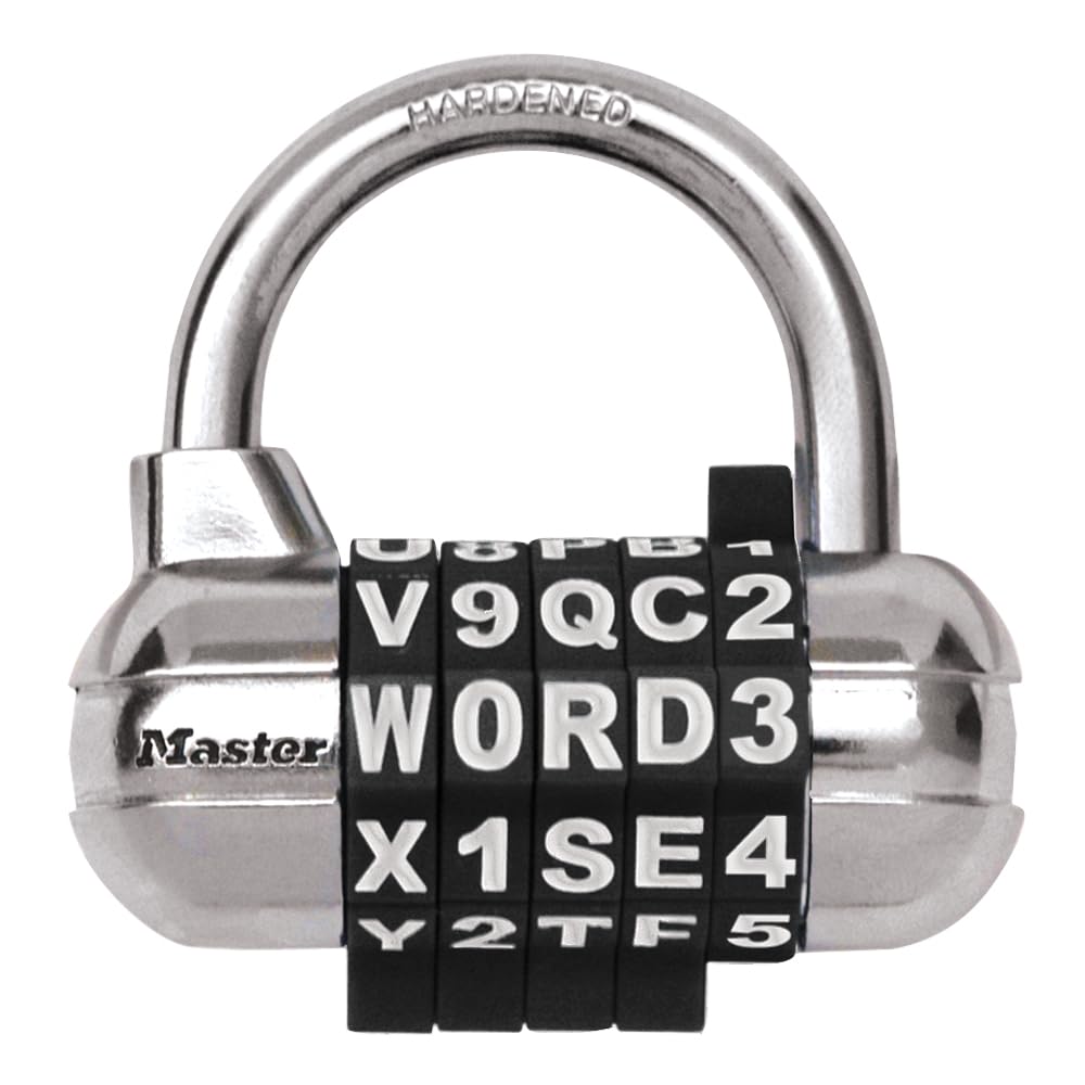 Padlock, Set Your Own WORD Combination Lock, 2-1/2 in. Wide, Black, 1534DBLK