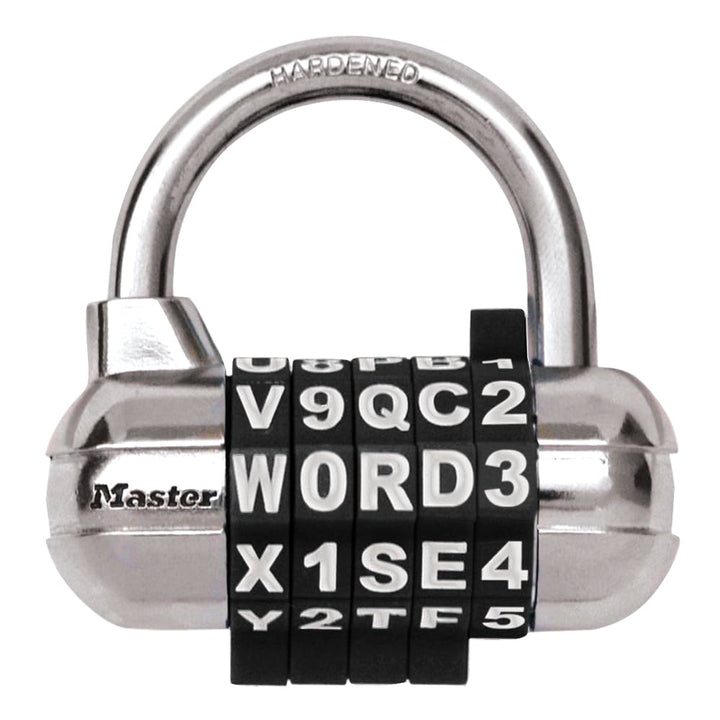 Padlock, Set Your Own WORD Combination Lock, 2-1/2 in. Wide, Black, 1534DBLK