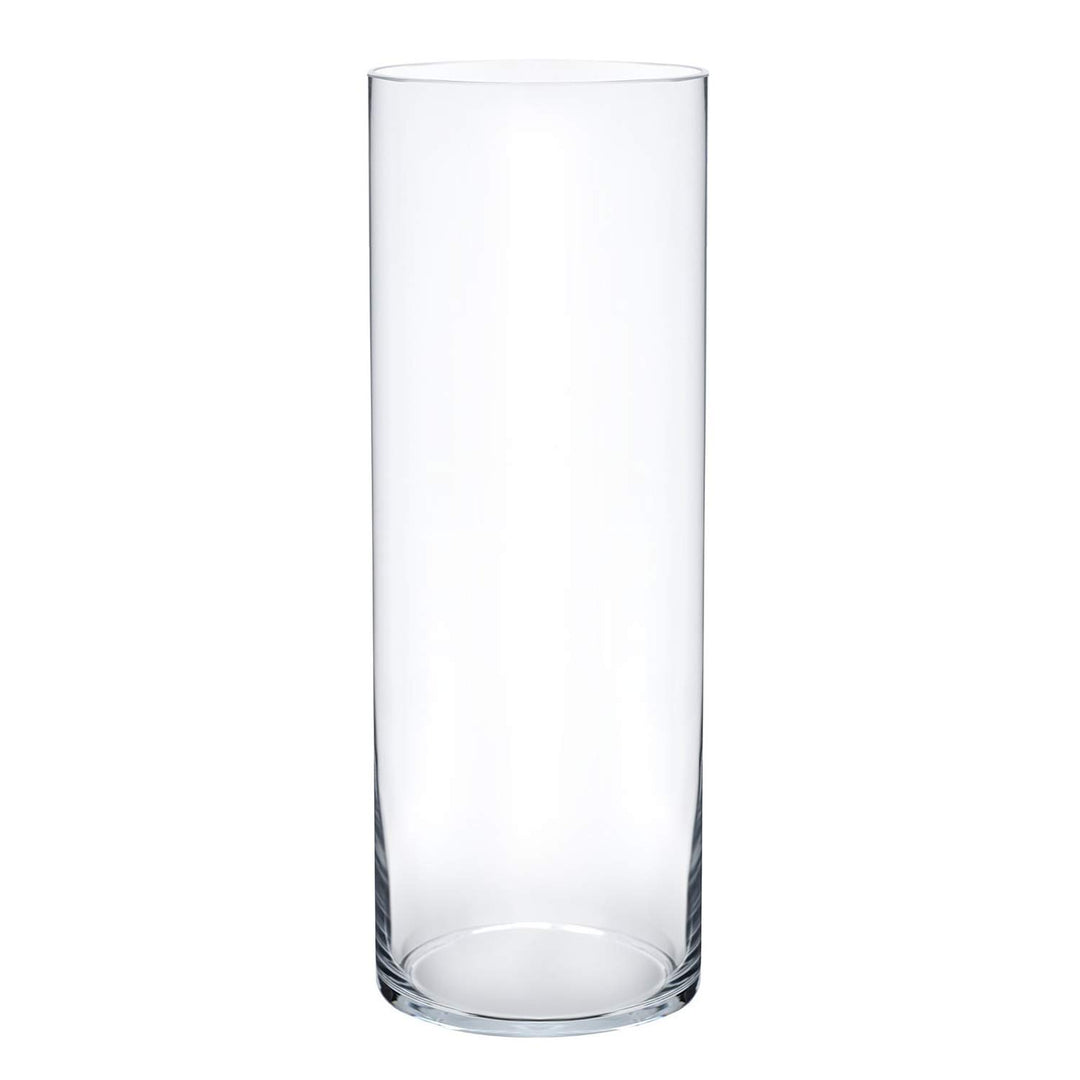 Flower Glass Vase Decorative Centerpiece for Home or Wedding - Cylinder Shape (4 wide x 12 tall, Clear)