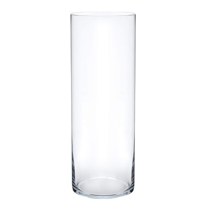 Flower Glass Vase Decorative Centerpiece for Home or Wedding - Cylinder Shape (4 wide x 12 tall, Clear)