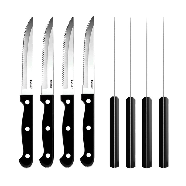faderic Steak Knives Set of 8, Full-Tang Triple Rivet S