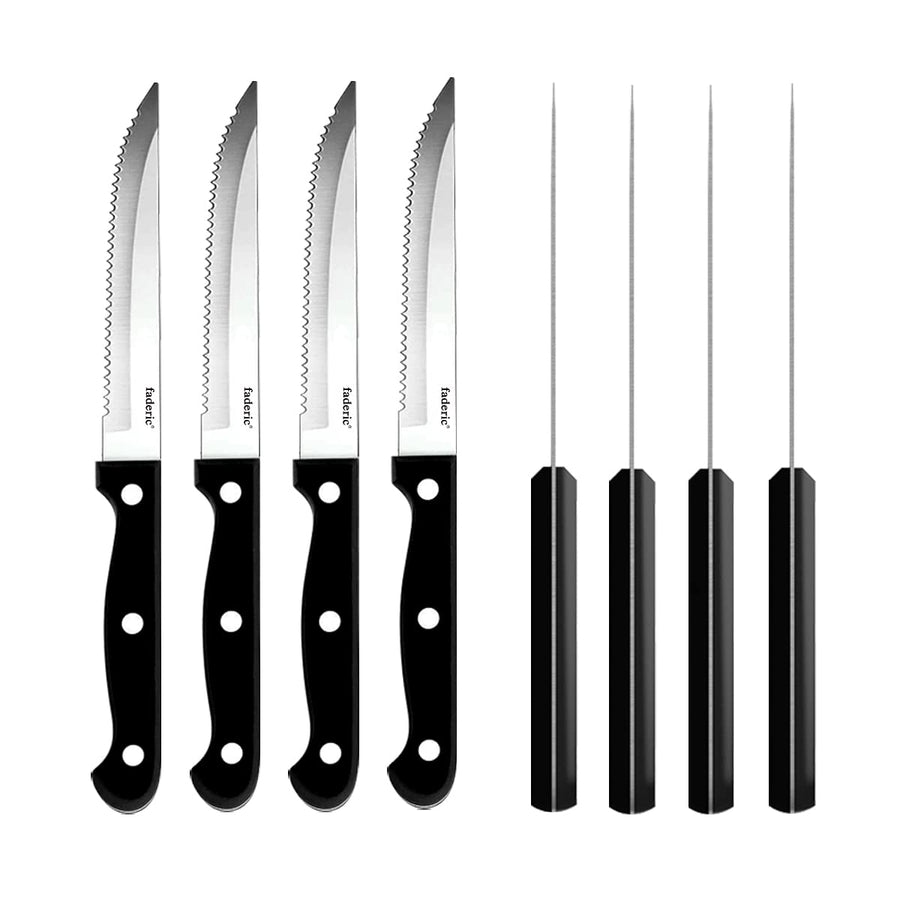 faderic Steak Knives Set of 8, Full-Tang Triple Rivet S