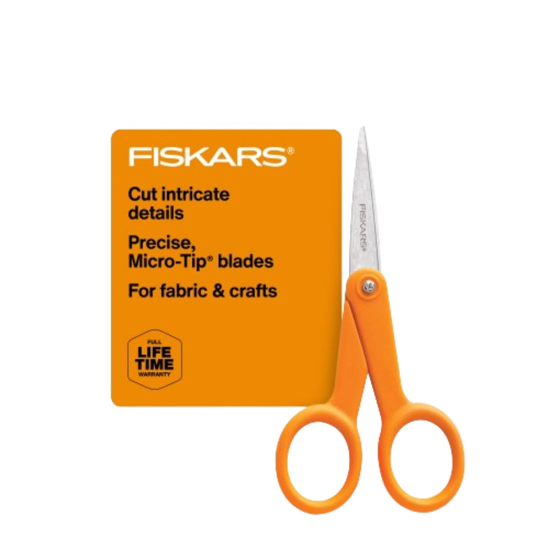 Premier No. 5 Micro-Tip Orange-Handled Fabric Scissors - Double Loop Handle - Sewing and Craft Scissors - Orange