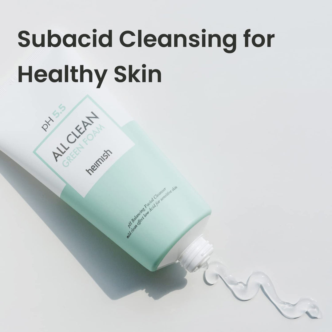 heimish All Clean Green Foam 5.3oz /150g | PH 5.5 balancing Wash &amp; Exfoliating Facial gel Cleanser | Daily Care Cleansings, Sebum control, Acne treatment, Wash for Deep pore cleansing