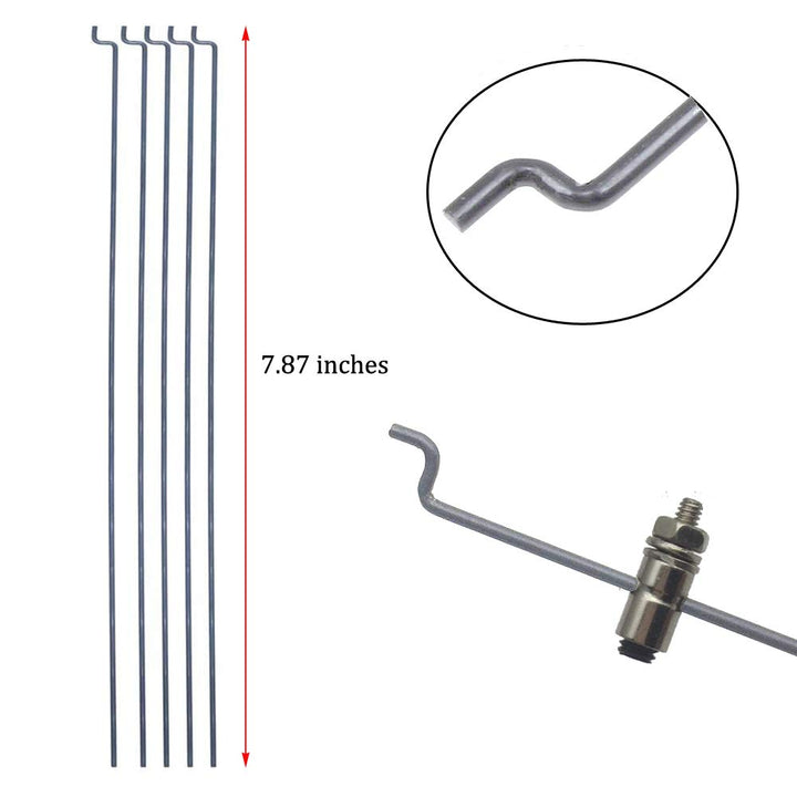 20PCs Adjustable Pushrod Connector Linkage Stopper DIA 1.3mm and 1.2 x 200mm/7.8Inch Steel Z Push Rods DIY Parts for RC Airplane Model Aircraft Boat