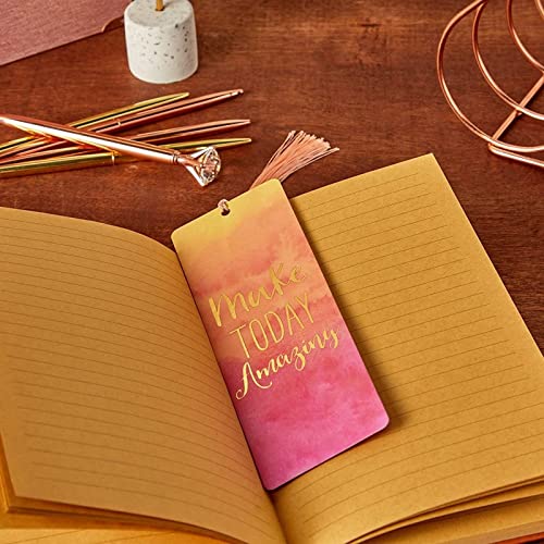 12 Pack Watercolor Inspirational Bookmarks with Tassels and Sleeves for Book Lovers, 6 Motivational Quotes (2.5 x 7 in)