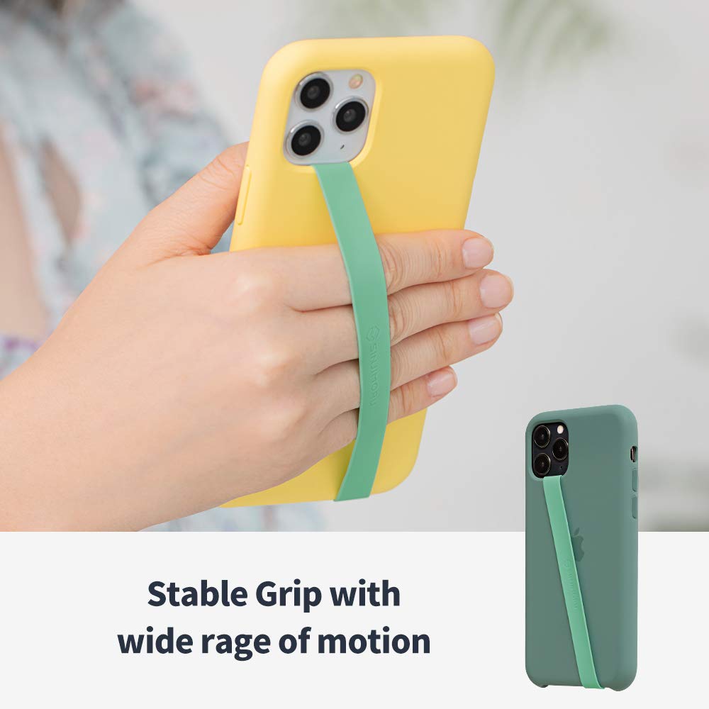 Stretchable Silicone Phone Strap, Flexible and Elastic Grip Holder for iPhone &amp; Android, Secure Phone loops Finger Grip with Wireless Charging Support Sinji Loop Mint