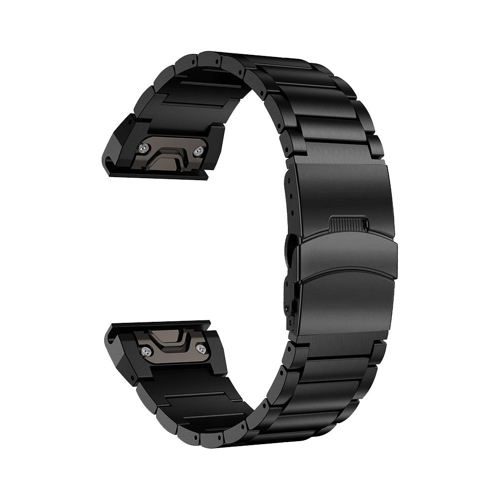 Fenix 8/7X/6X/5X Plus Band, Sport Quick Release Easy Fit 26mm Stainless Steel Metal Bands with Safety Buckle Compatible for Garmin Fenix 7X/6X Pro5X/5X Plus/3/3HR Bands, Black