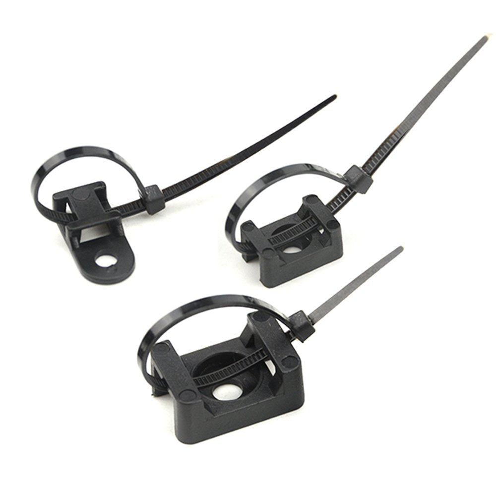 120PCS 3 Values Saddle-type Cable Tie Mount Bases for Cable Wire Tubing Sleeving Conduit Adjustable Cable Tie Holder Set Matched with 120PCS Black Flexible Zip Ties(Black)
