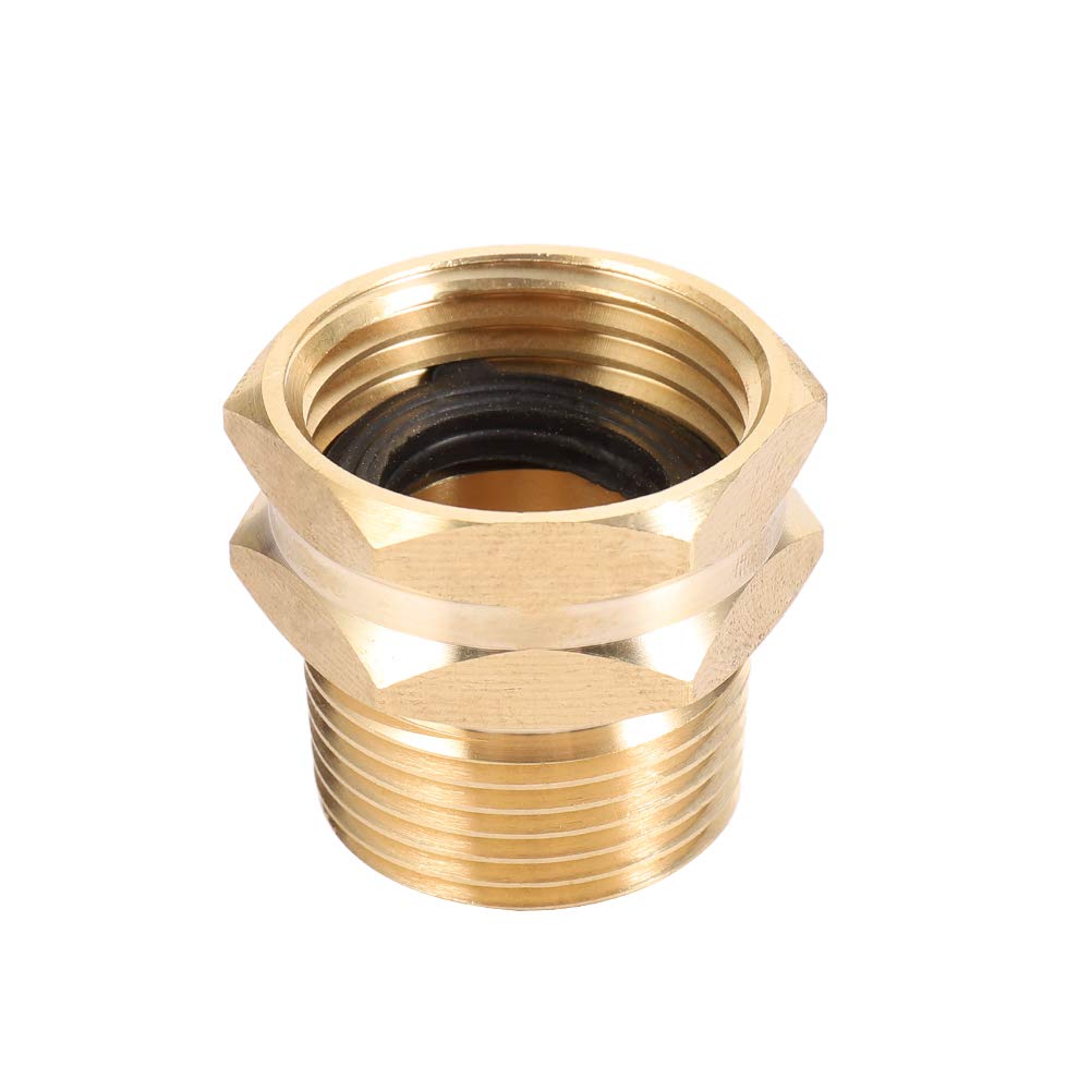Brass Garden Hose Adapter, 3/4” GHT Female x 3/4” NPT Male Connector,GHT to NPT Adapter Brass Fitting,Brass Garden Hose to Pipe Fittings Connect 2pcs (3/4” GHT Female x 3/4” NPT Male)