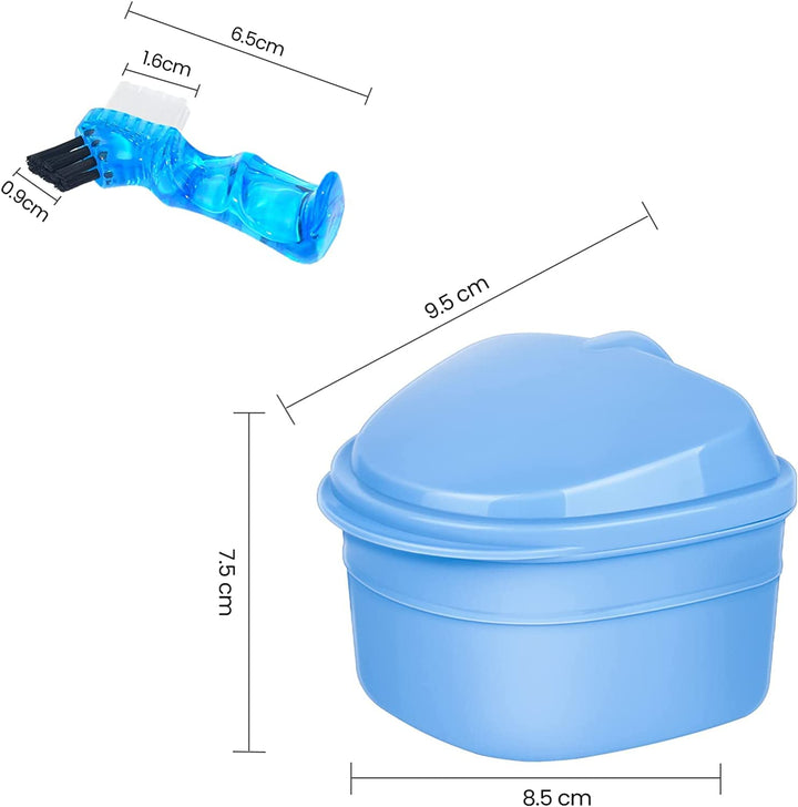 Y-Kelin Denture Retainer Cleaner Kit, Denture Cleaning Case with Denture Brush (Blue)