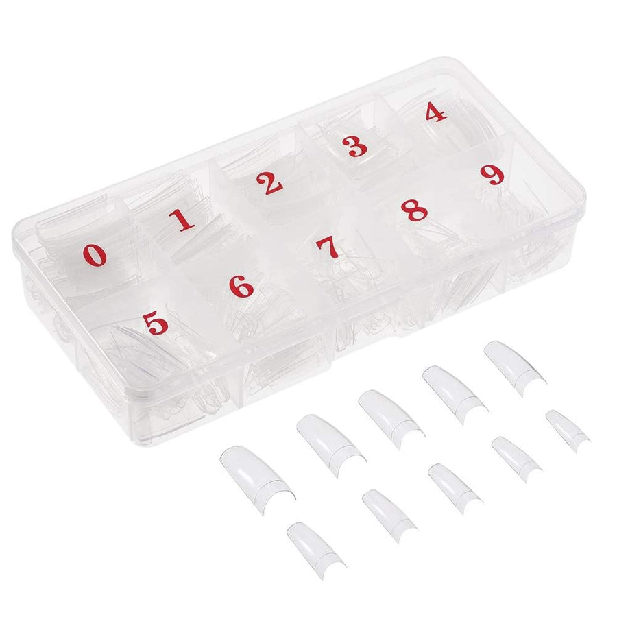 500pcs Lady French Acrylic Style Artificial False Nails Half Tips & Box (Clear)