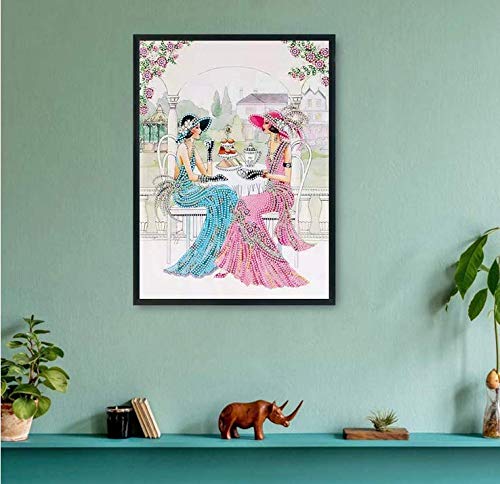 5D DIY Diamond Painting Kits for Adults Special Shape Diamond Partial Drill Noble Lady Embroidery Cross Stitch Crystal Rhinestone Paintings Diamond Art Kits for Home Wall Decor Gift(12x16)
