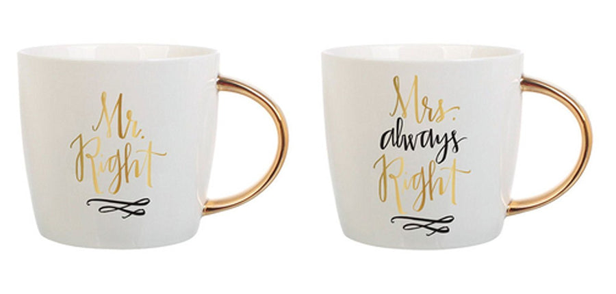 Slant Set of 2 Ceramic Coffee Mugs - Mr. Right & Mrs. Always Right