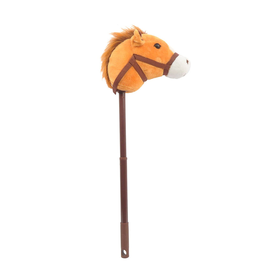 Plush Hobby Horse Stick Toy, Adjustable Telescopic Stick, Adjust to 3 Different Sizes, For Cowboy and Cowgirl of Different Ages, Light Brown