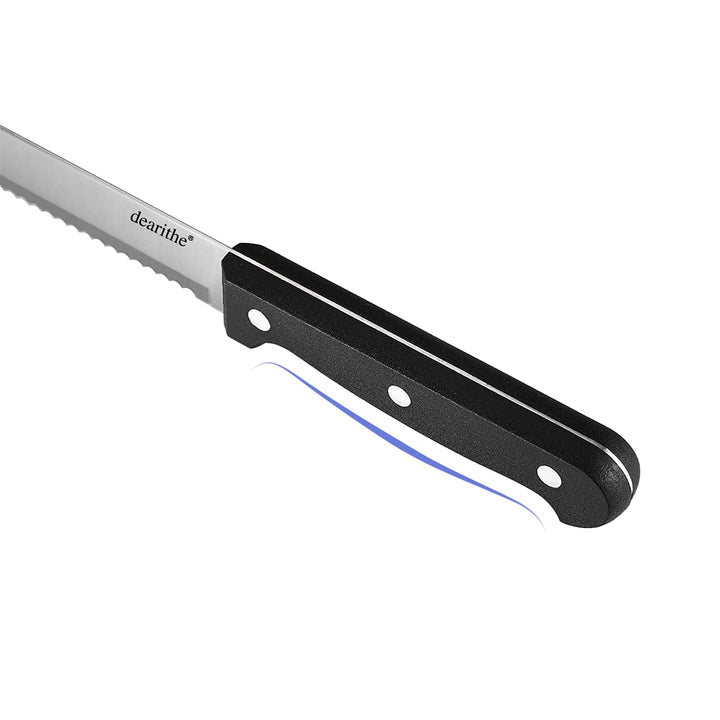 Serrated-Bread Knife 10 Inch, Black Full-Tang and Triple Rivet Stainless Sharp Wavy Edge Wide Bread Cutter, Professional for Slicing Homemade Bread, Bagels, Cake, Dishwasher Safe