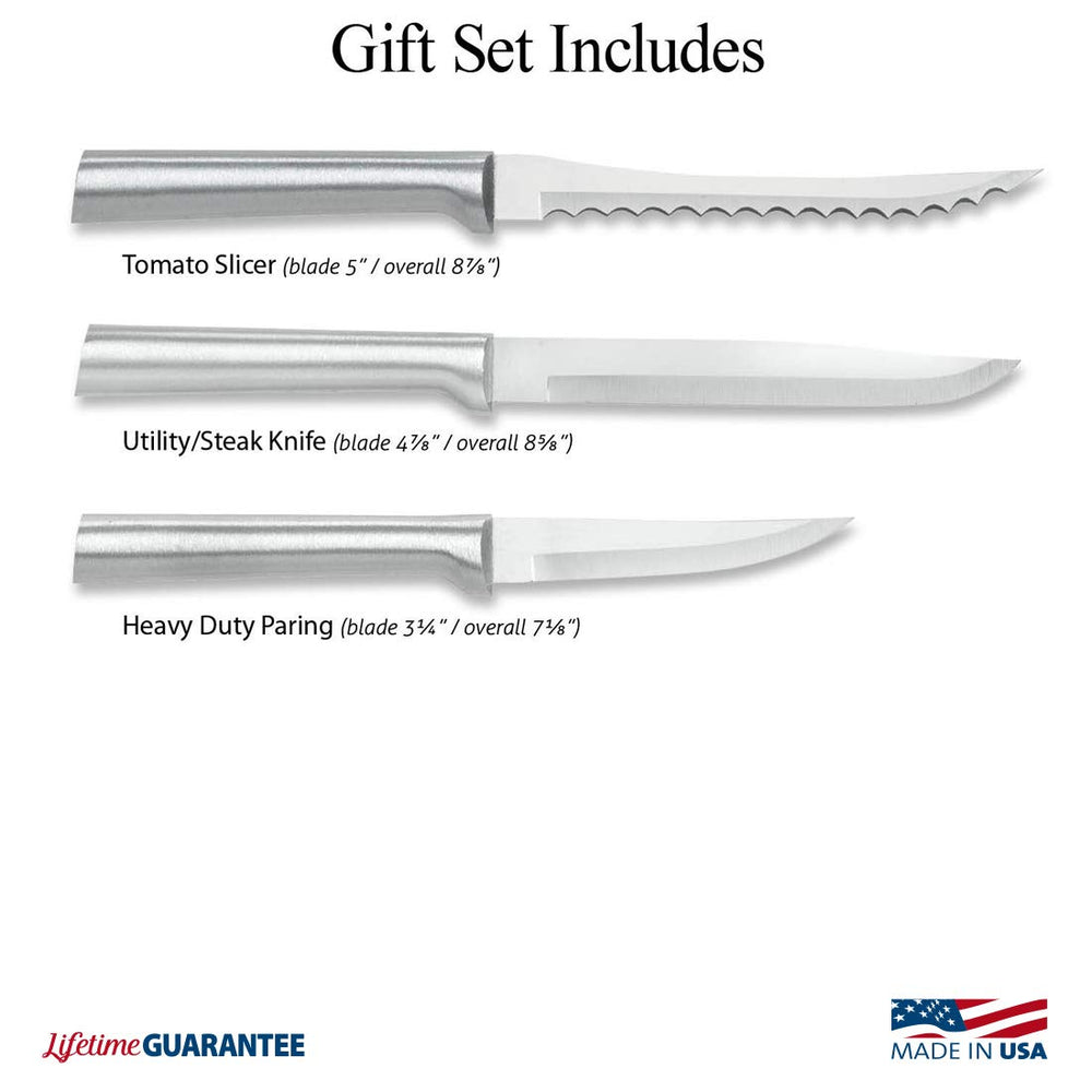 Rada Cutlery Cooking Essentials Knife Starter Gift Set ââ‚¬â€œ 3 Piece Stainless Steel Set Made in the USA