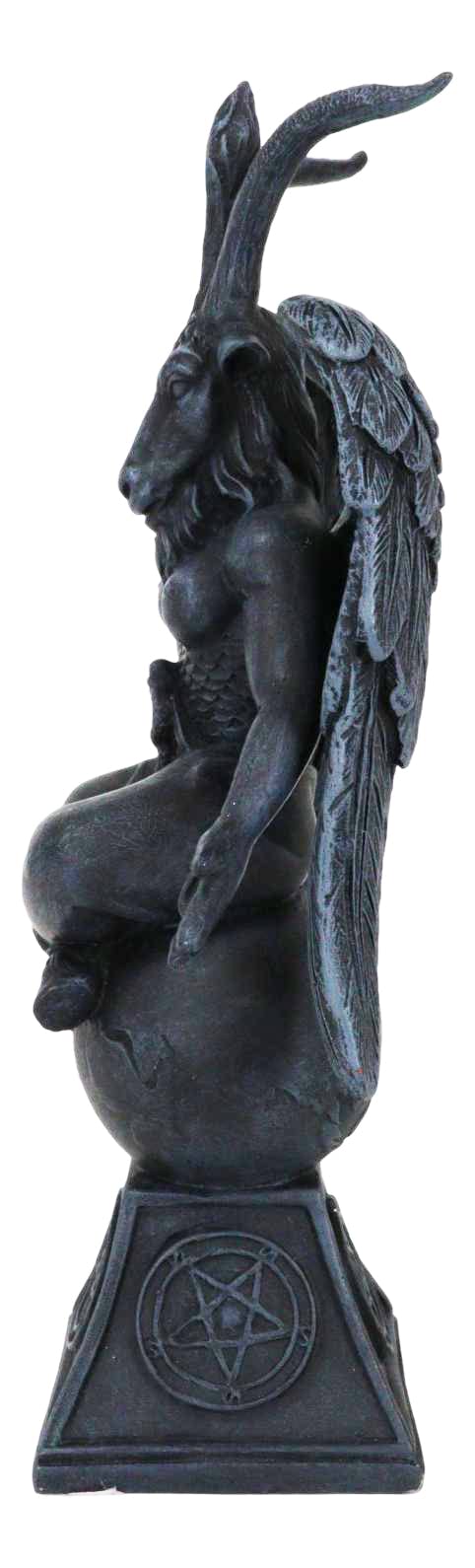 Sabbatic Goat Idol Baphomet Resin Statue Occultic Illuminati The Horned God Goat of Mendes Altar Sculpture Figurine (6.5 Tall Faux Stone Grey)