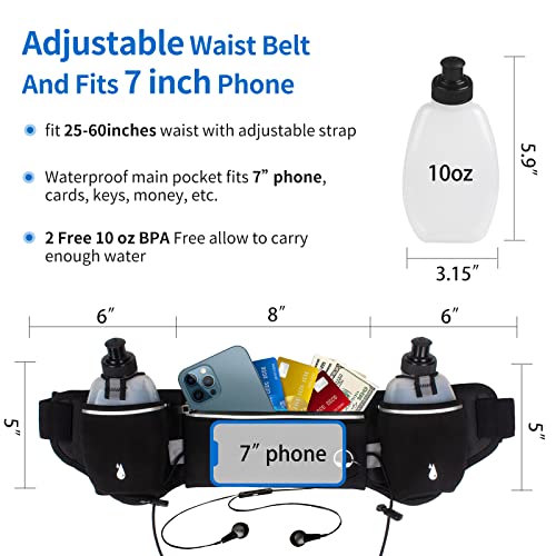 PYFK Upgraded Running Belt with Water Bottles, Hydratio