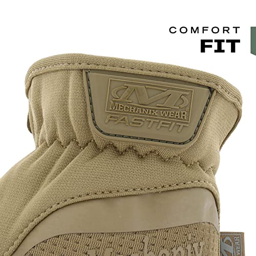 : FastFit Tactical Gloves with Elastic Cuff for Secure Fit, Work Gloves with Flexible Grip for Multi-Purpose Use, Durable Touchscreen Capable Safety Gloves for Men (Brown, XX-Large)