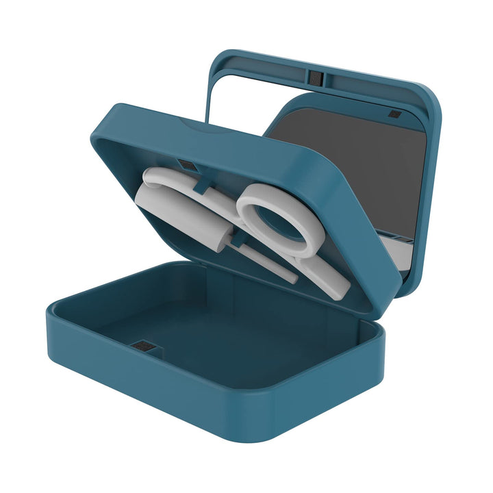 COTISEN Retainer Case with Mirrors, Magnetic Closure, Aligner Chewie, Removal Hook Tool, Orthodontic Holder Dental Teeth Clear Braces Box Travel Kit Cyan