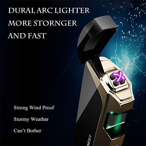 Windproof Arc Lighter X Plasma Lighters Rechargeable USB Lighter Electric Lighter for Cigarette with LED Display Power (Galaxy)