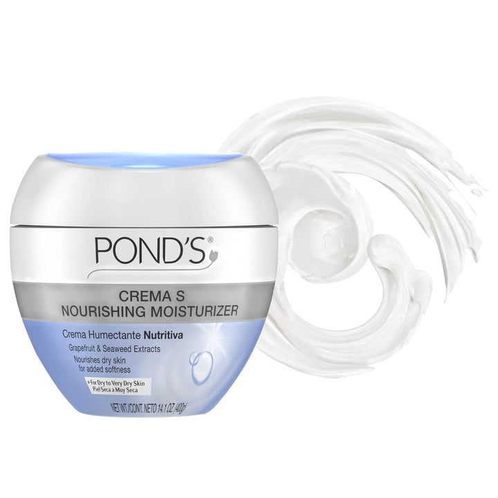 POND&#39;S Crema S Nourishing Face Moisturizer for Women, Skin Care Facial Moisturizer Cream for Dry to Very Dry Skin, Nourishes for up to 24 hours 14.1 oz