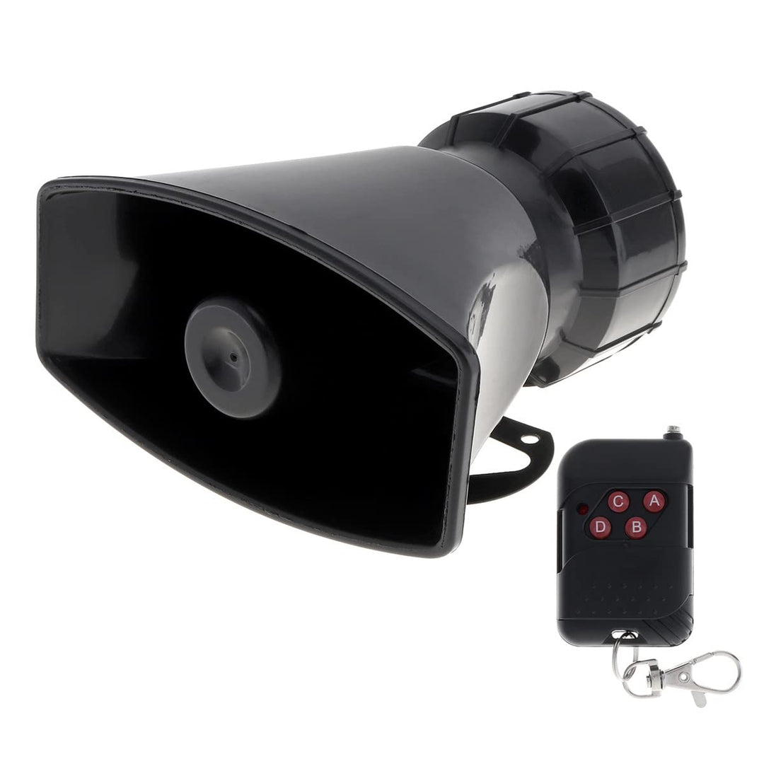 7 Tone Sound Loud Car Siren Vehicle Horn Hooter/Ambulance/Siren/Traffic Sound with Black Remote Controller 12V 100W (1PC Remote Controller)