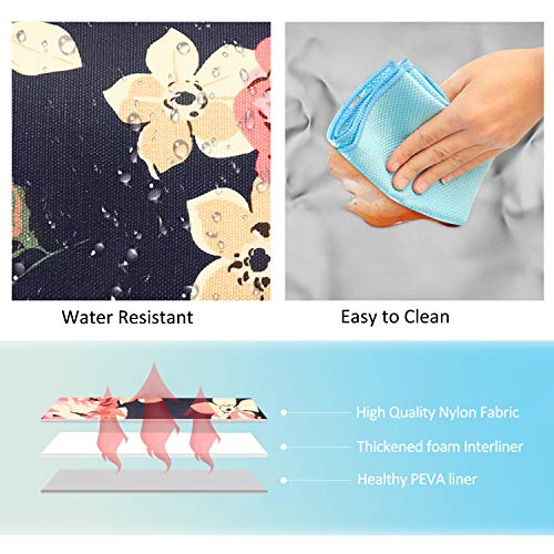 Lunch Bag Women Double Deck Insulated Lunch Box Large Cooler Tote Bag with Removable Shoulder Strap Wide Open Thermal Meal Prep Lunch Organizer Box for Adults Work/Outdoor, Black Peony