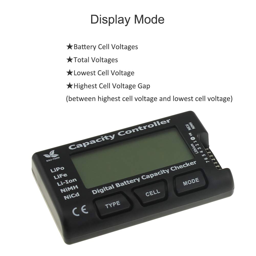 RC Cellmeter 7 Digital Battery Capacity Checker Lipo Battery Tester RC Battery Voltage Tester for LiPo/Li-ion/Nicd/NiMH Cell Meter Battery Checker Tester