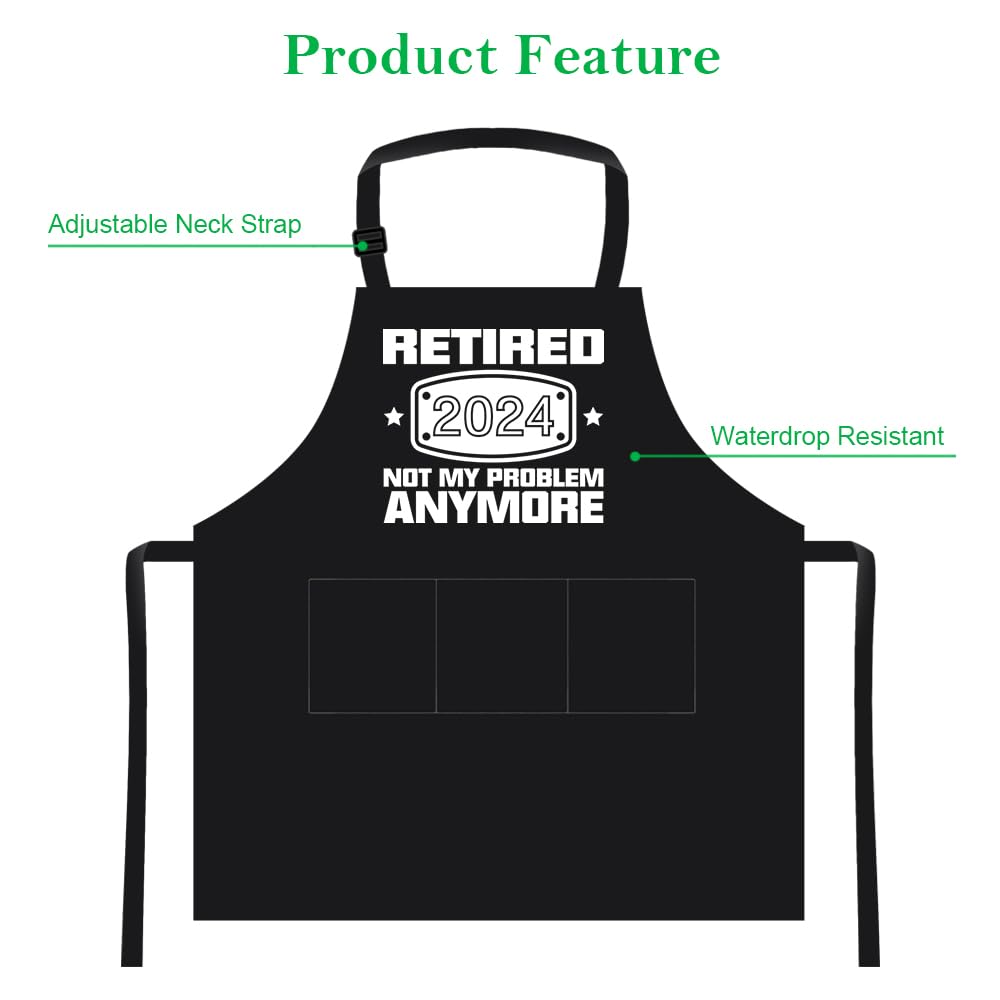 2022 Retirement Gift Apron for Men and Women, Funny Retired 2022 Not My Problem Any More - Cooking Apron Gift, Happy Retirement Gifts for Chef, Husband, Wife, Dad, Mom, Friends