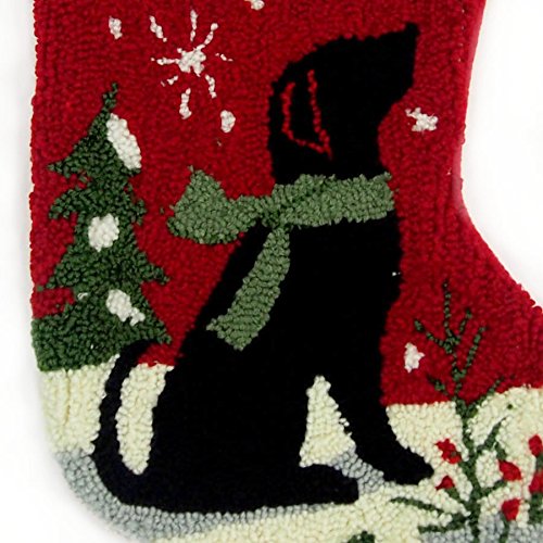 19 L Handmade Hooked Dog Christmas Stocking for Family Holiday Season Party Decor