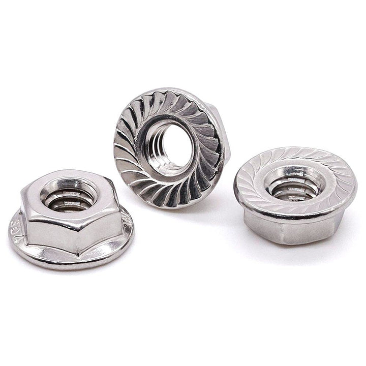 Glvaner M3-0.5 Thread Size (100 pcs) Stainless Steel Hex Flange Nuts Serrated Flange Hex Lock Nuts 304 Stainless Steel Full Thread